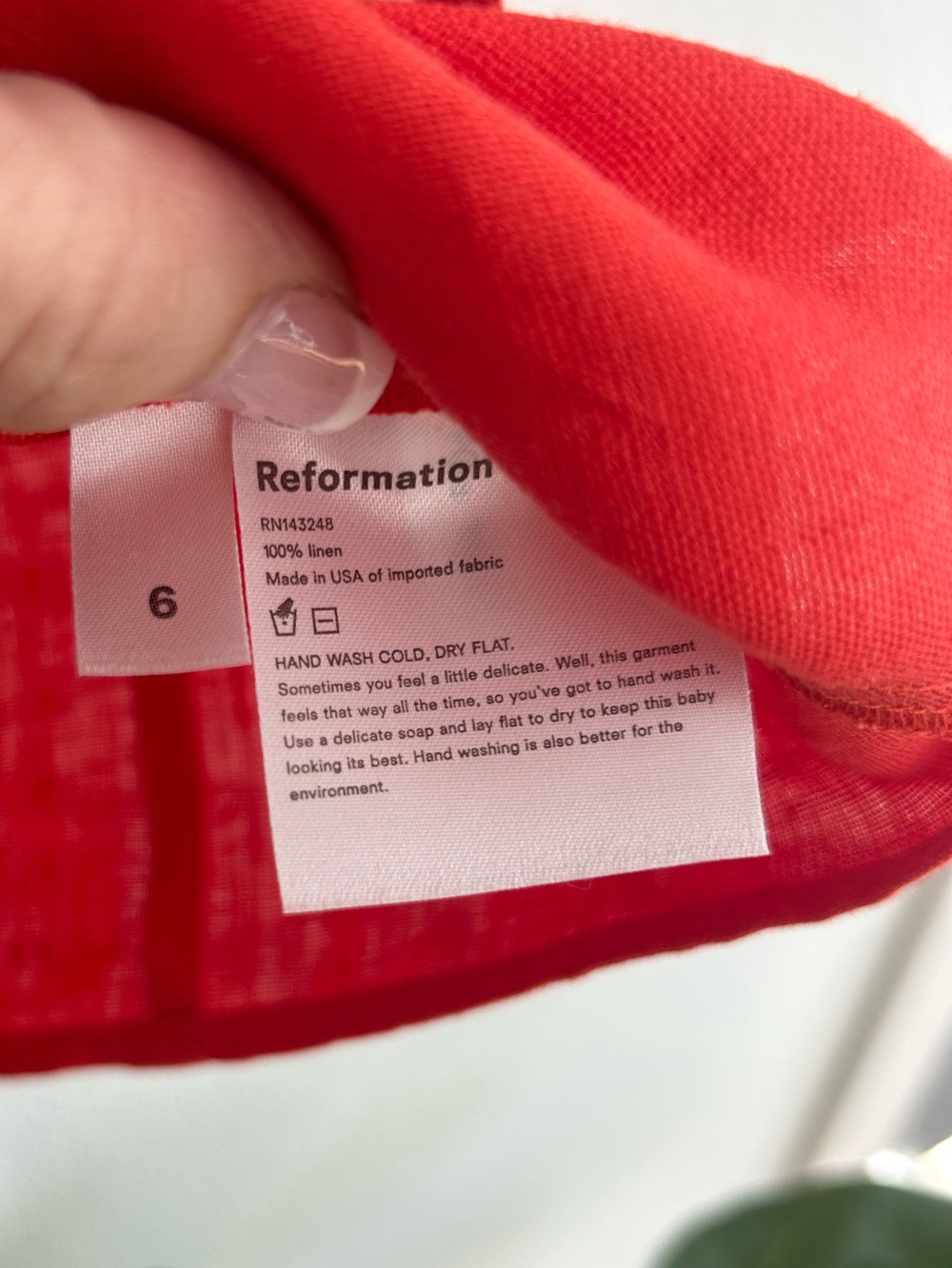 Reformation 100% Linen Red Puff-Sleeve Sweetheart Mini Dress Sz 6 - Picture 4 of 6